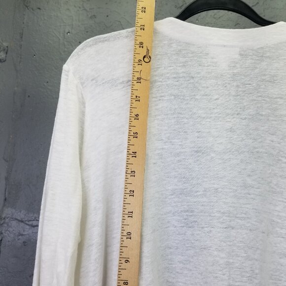 J. Jill Love Linen Cardigan Women's Petite L Sweater Open Front White Pockets - Picture 11 of 13